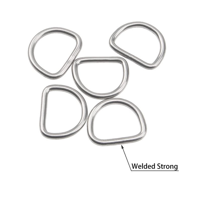Rrina 30Pcs 304 Stainless Steel Welded Heavy D-Rings for Hand DIY Accessories Hardware Bags Ring Dog Leashes Dee Ring (1/2inch) - Image 3